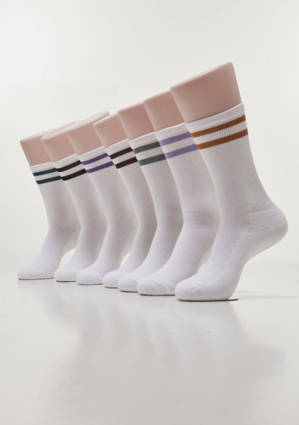 Urban Classics 2 Stripes Socks 7-Pack White/Multicolor
