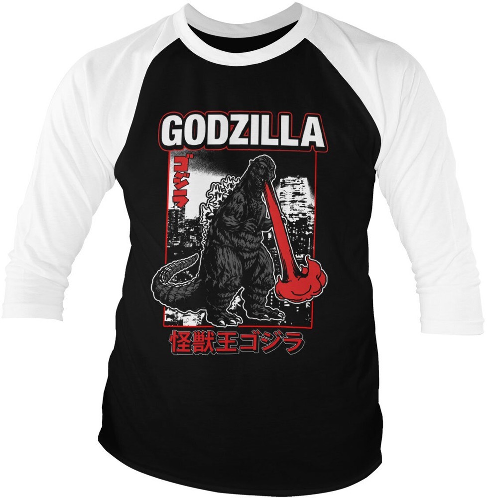 Godzilla - Atomic Breath Baseball 3/4 Sleeve Tee Longsleeves Weiß/Schwarz - Herren / Unisex