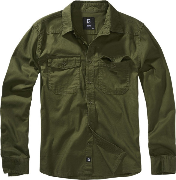 Brandit Herren Hemd Flannel Shirt Long Sleeve Olive