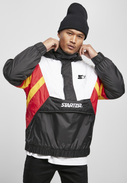 Starter Black Label Jacket Starter Color Block Half Zip Retro Jacket Black/White/Starter Red/Golden