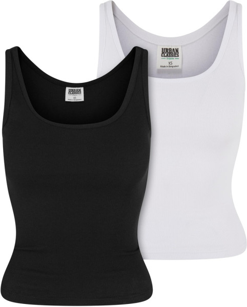 Urban Classics Damen Ladies Organic Basic Rib Top 2-Pack TB6870A