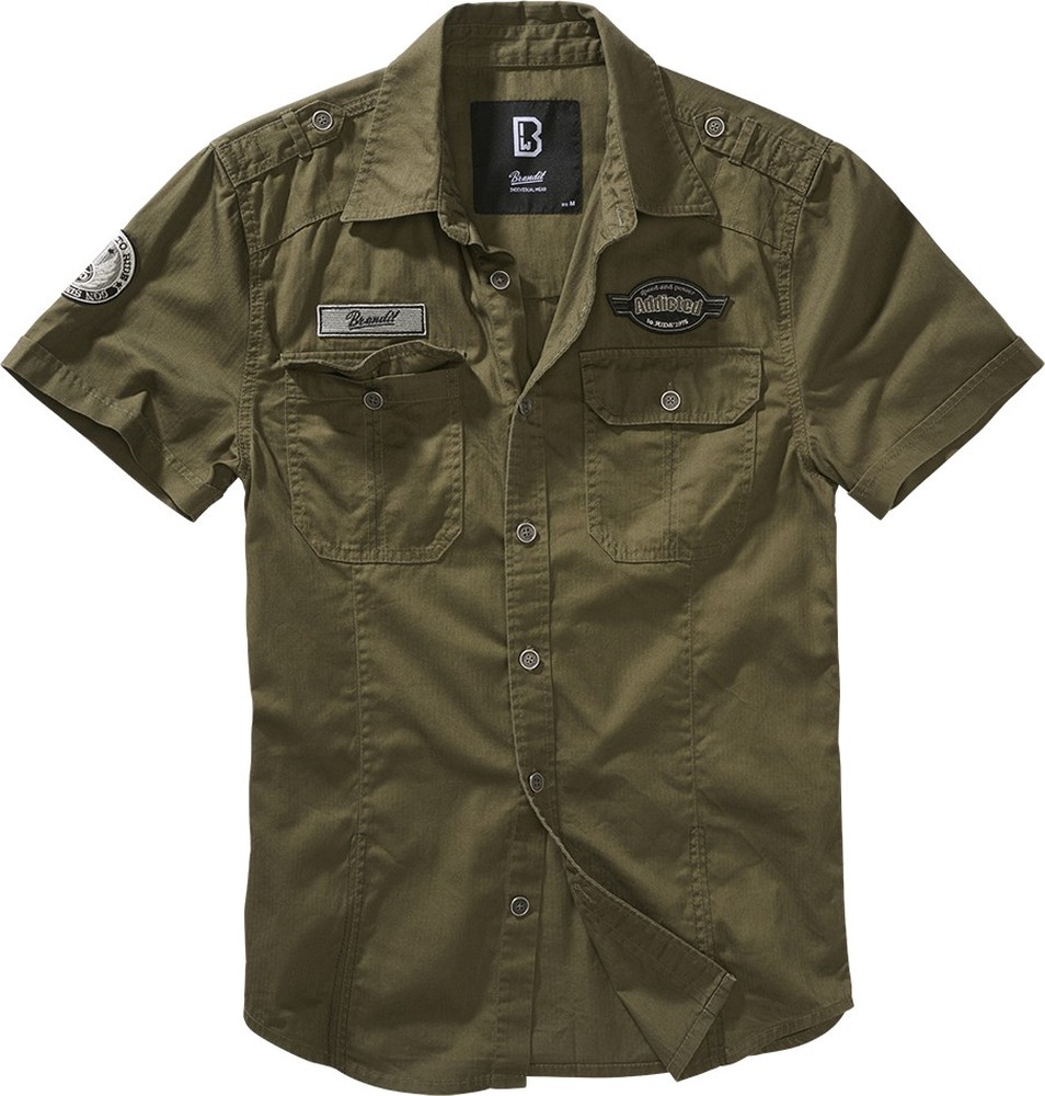 Brandit Herren Hemd Luis Vintage Shirt Short Sleeve Olive - Herren / Unisex