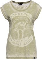 Queen Kerosin Damen Enyzm Wash Sleeveless T-Shirt "Tijuana Mexico" QKU41022