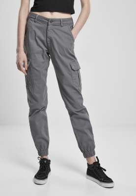 Urban Classics Ladies Wide Crinkle Nylon Cargo Pants Concrete | Queens