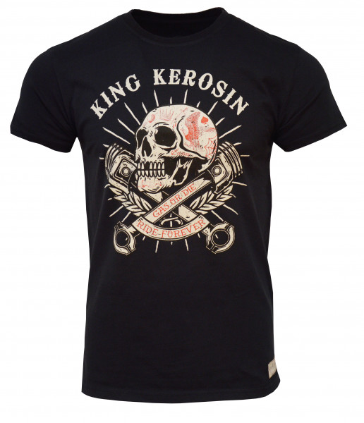 King Kerosin T-Shirt Skull Pistons Vintage Black