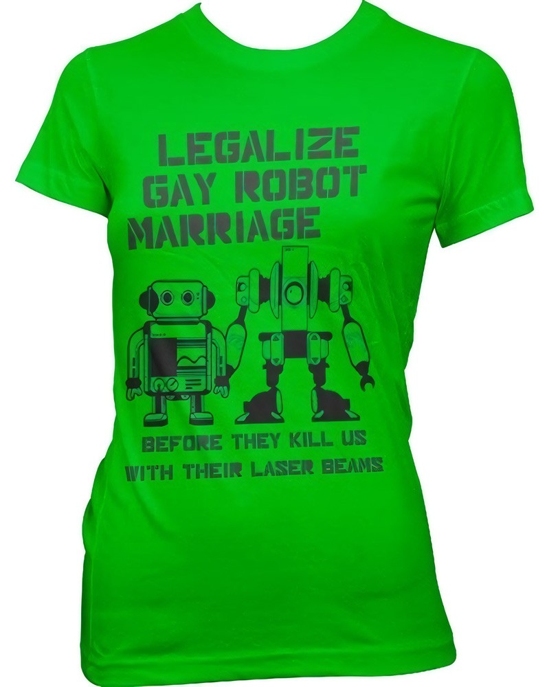 Hybris Legalize Gay Robot Marriage Girly Tee Damen T-Shirt Grün - Damen