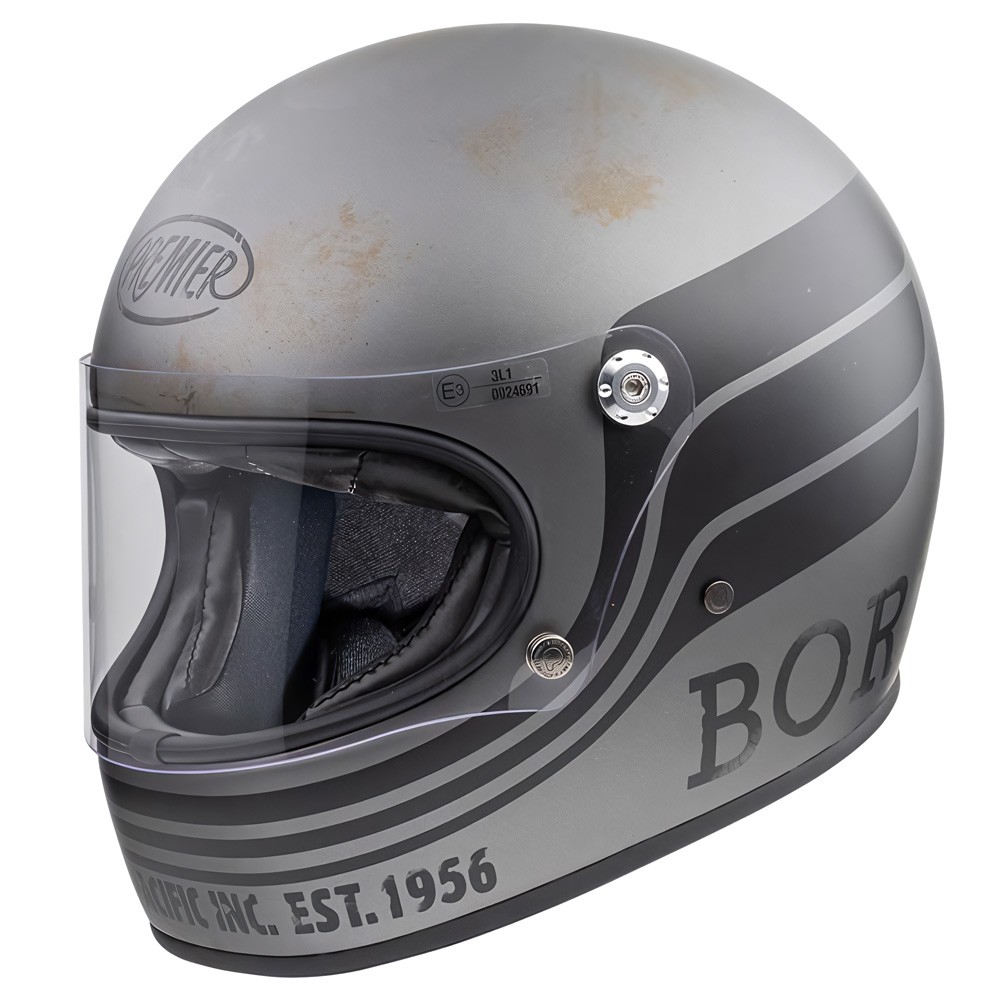 Premier Retro Integralhelm Trophy BTR17 BM Silver Matt - Herren / Unisex
