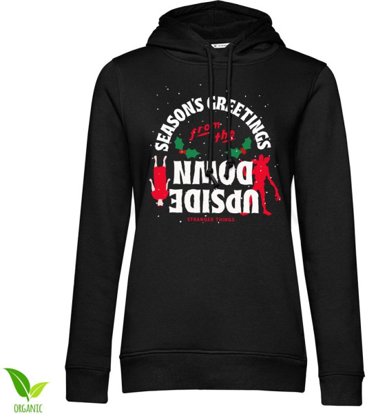 Stranger Things Greetings From The Upside Down Girls Damen Hoodie Black