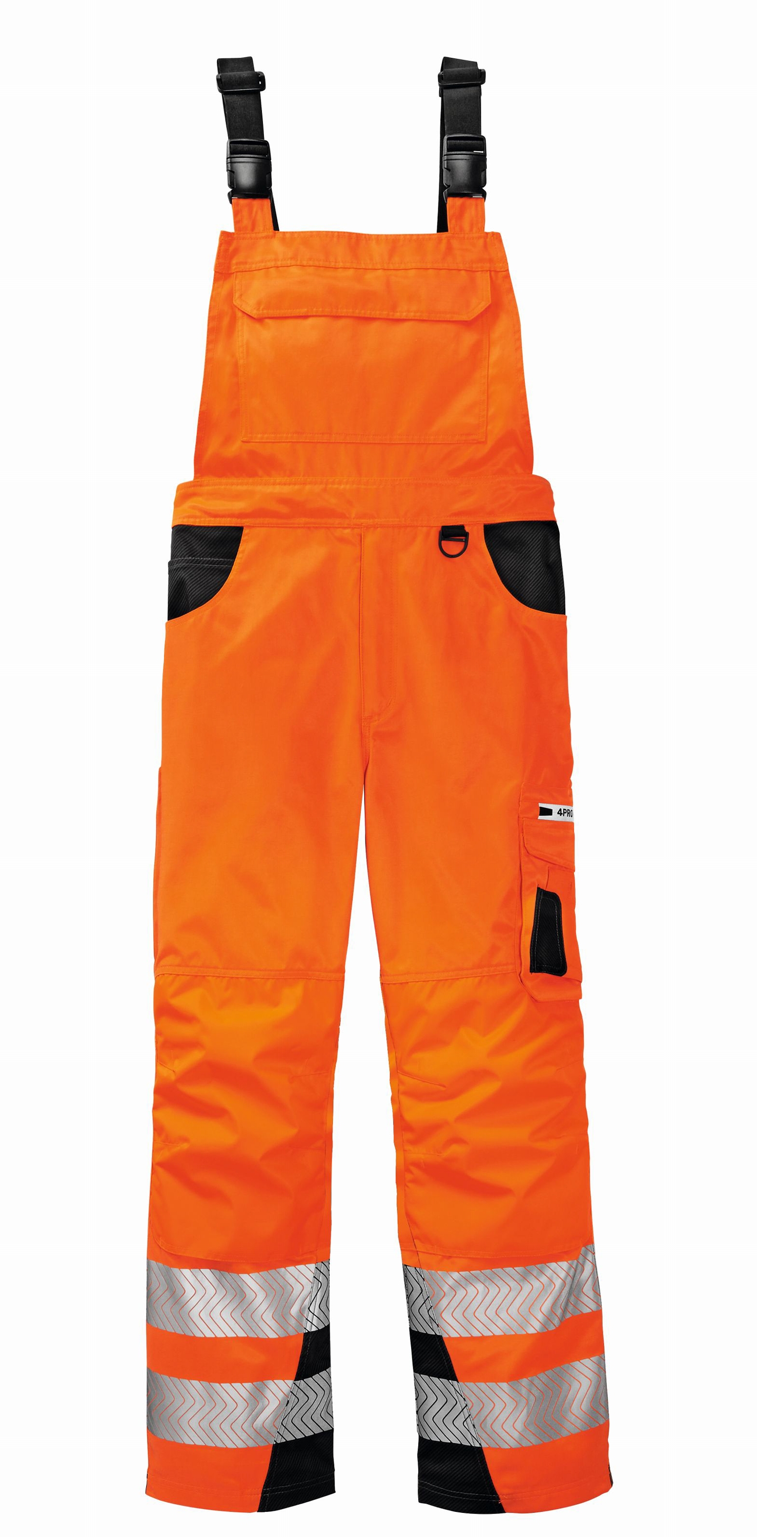 4PROTECT Warnschutz-Latzhose Alabama Leuchtorange/Grau - Herren / Unisex