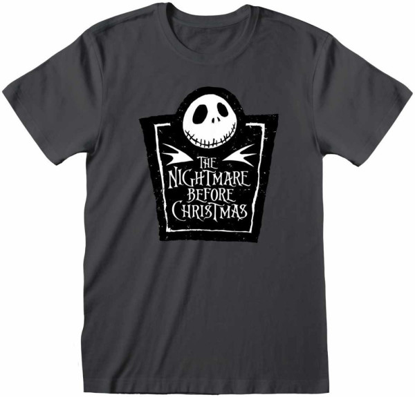 Nightmare Before Christmas - Logo Square (Unisex) T-Shirt Charcoal