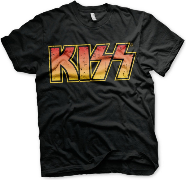 Kiss Distressed Logotype Tee T-Shirt Black