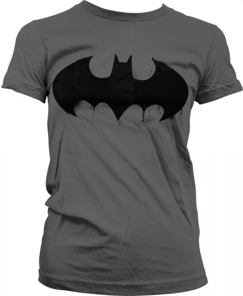 Batman Inked Logo Girly Tee Damen T-Shirt Dark-Grey