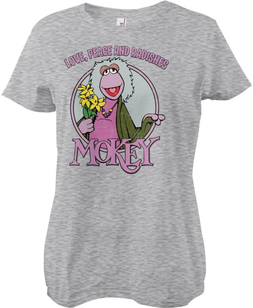 Fraggle Rock Damen Mokey Love, Peace And Radishes Girly Tee