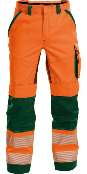 Dassy Sommer Warnschutzhose mit Kniepolstertaschen Odessa PESCO70 Neonorange/Flaschengrün