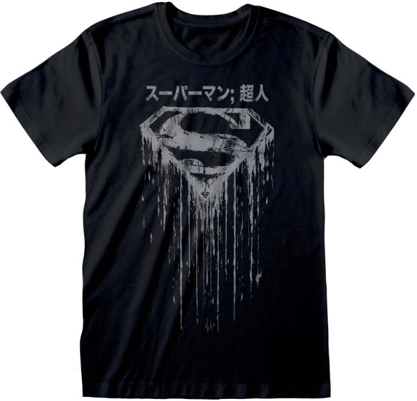 DC Superman - Distressed Japanese T-Shirt Black