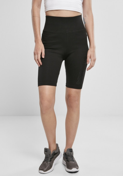Urban Classics Damen Shorts Ladies High Waist Branded Cycle Shorts Black/Black