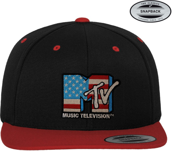 MTV American Flag Premium Snapback Cap Black-Red