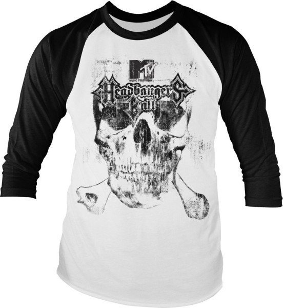 MTV Headbangers Ball Baseball Longsleeve Tee White-Black