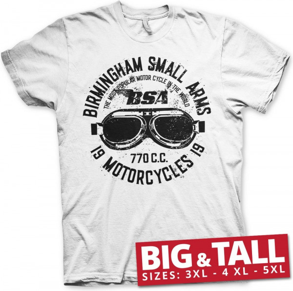 BSA Birmingham Small Arms Goggles Big & Tall T-Shirt White