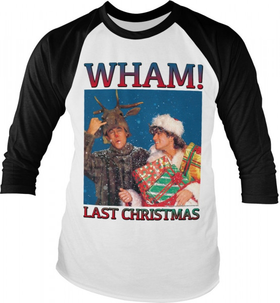 Wham! Last Christmas Baseball Longsleeve Tee White-Black