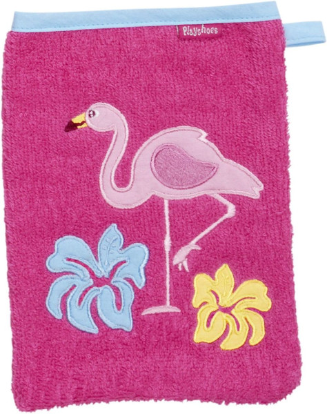 Playshoes Kinder Frottee-Waschhandschuh Flamingo