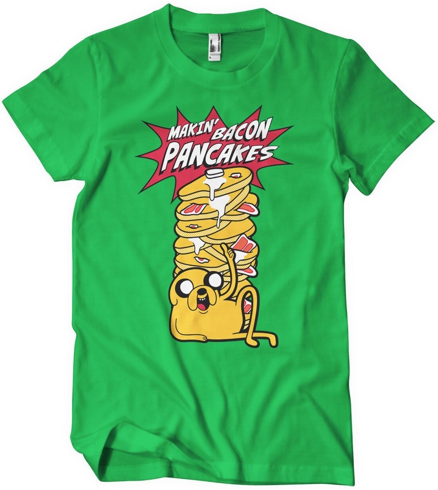 Adventure Time Makin' Bacon Pancakes T-Shirt Green T-Shirts