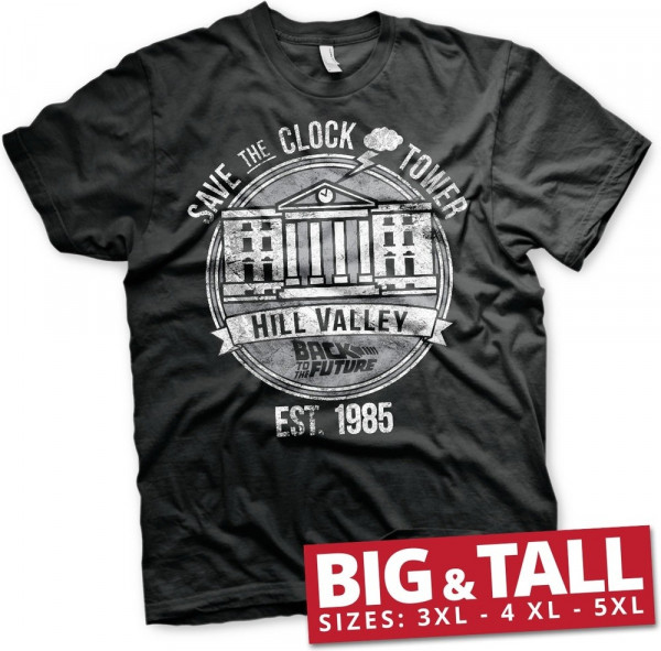 Back to the Future Save The Clock Tower Big & Tall T-Shirt Black