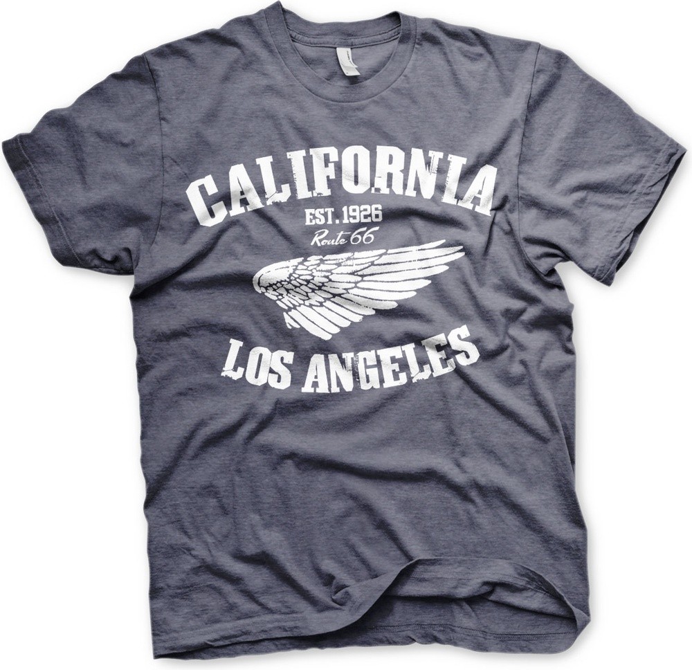 Route 66 California T-Shirt Blau-Heather - Herren / Unisex