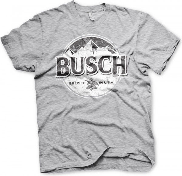 Busch Beer BW Washed Logo T-Shirt Heather-Grey