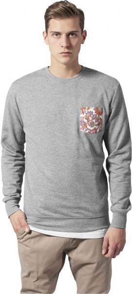 Urban Classics Pullover Contrast Pocket Crewneck Grey/Flower