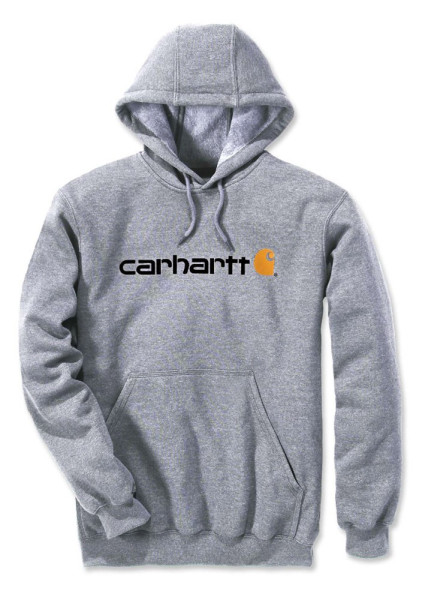 Carhartt Herren Sweatshirt Signature Logo Hooded Sweatshirt Heather Grey Hoodies Sweatshirts Men s Clothing Workwear kustom kult