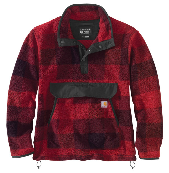 Carhartt Hoodie / Sweatshirt Relaxed Fit Fleece Pullover Oxblood Plaid