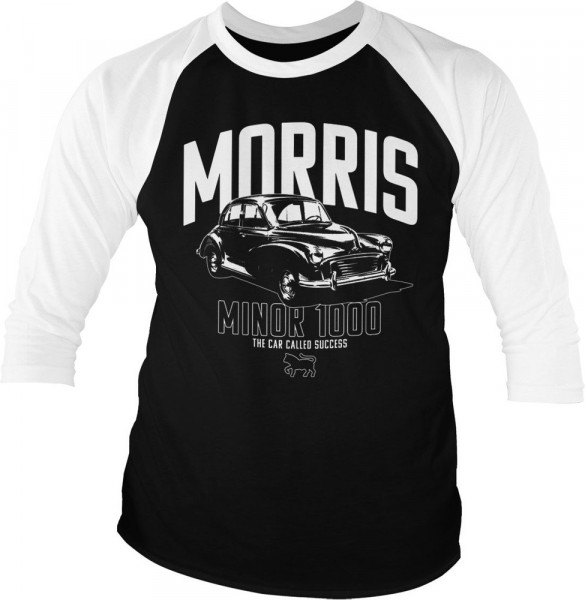 Morris Minor 1000 Baseball 3/4 Sleeve Tee T-Shirt White-Black