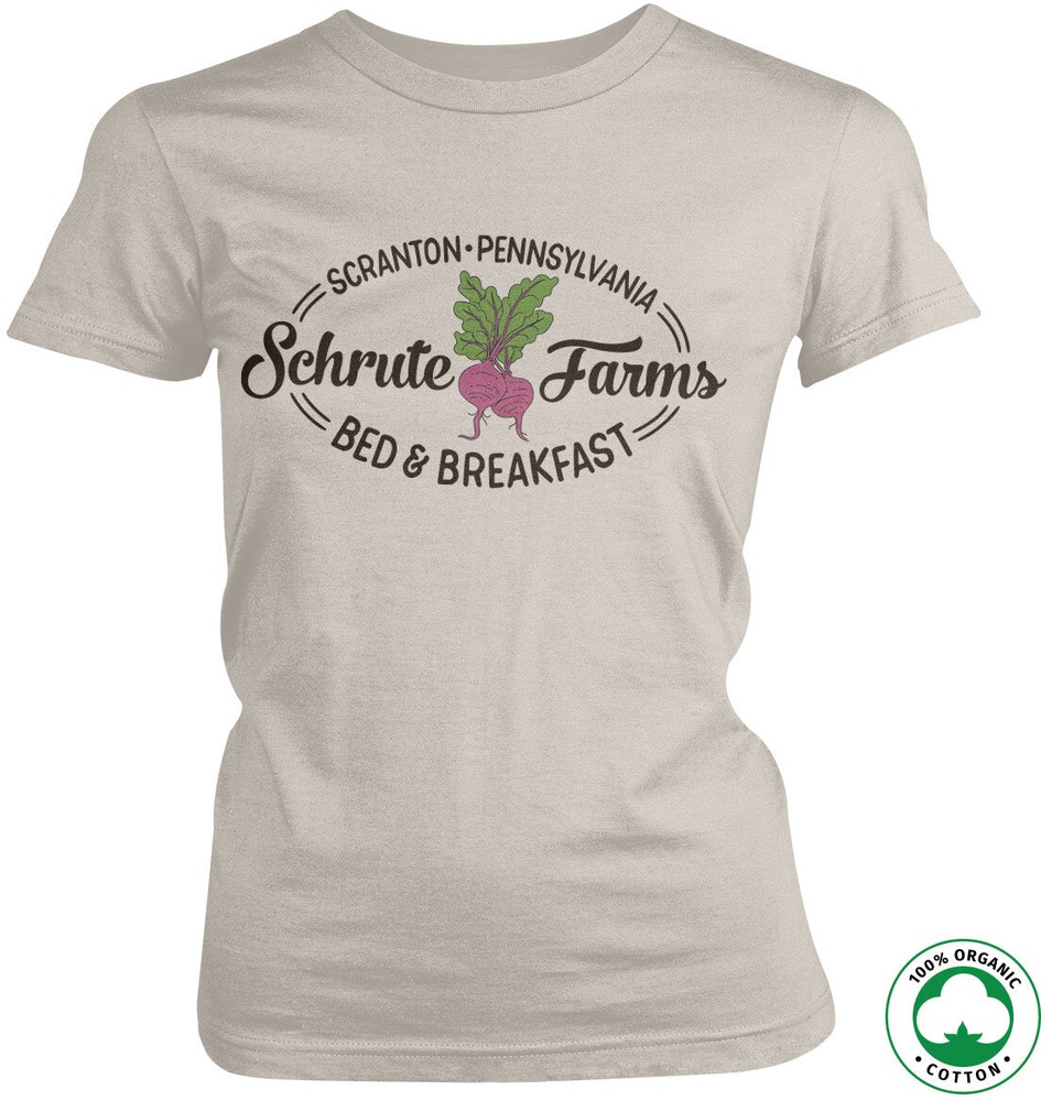 The Office Schrute Farms Bed & Breakfast Organic Girly Tee Damen T-Shirt Off-Weiß - Damen