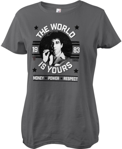 Scarface The World Is Yours Girly Tee Damen T-Shirt Darkgrey