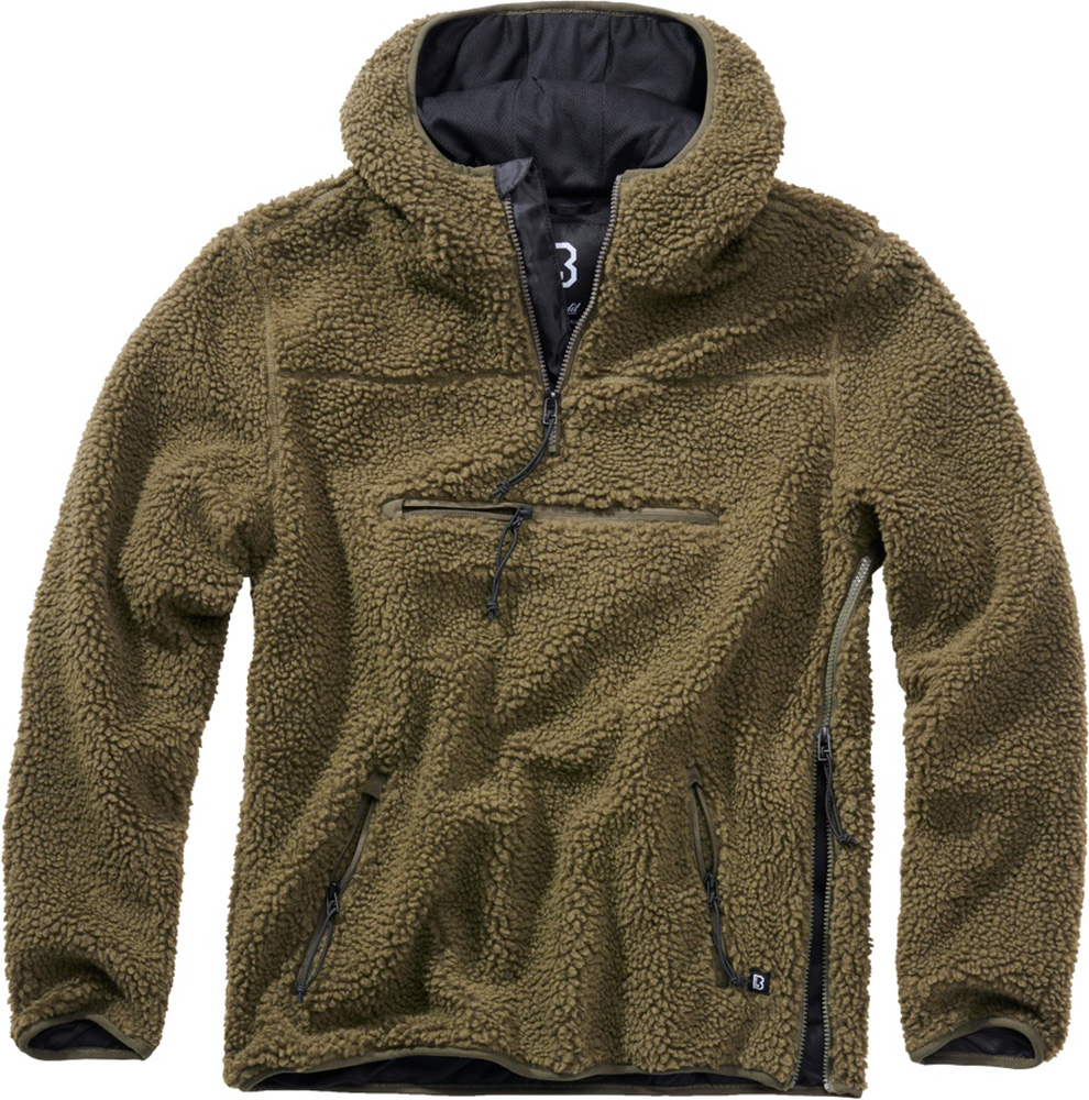 Brandit Hoody / Sweatshirt Teddyfleece Worker Pullover in Olive - Herren / Unisex