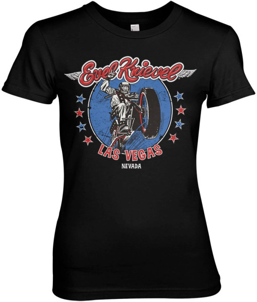 Evel Knievel In Las Vegas Girly Tee Damen T-Shirt Black