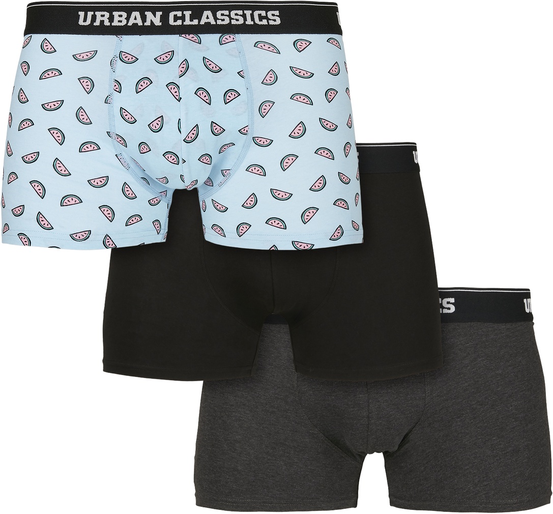 Urban Classics Boxershort Boxer Shorts 3-Pack Melon Aop+Cha+Schwarz - Herren / Unisex