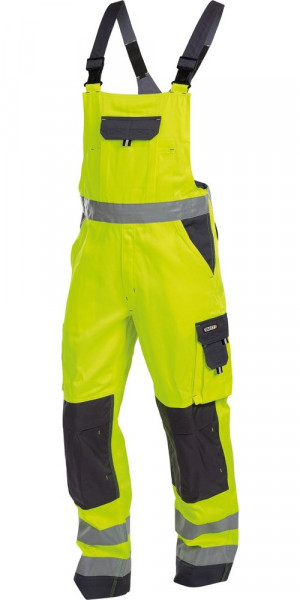 Dassy Warnschutz Latzhose mit Kniepolstertaschen Toulouse PESCO74 Neongelb/Zementgrau
