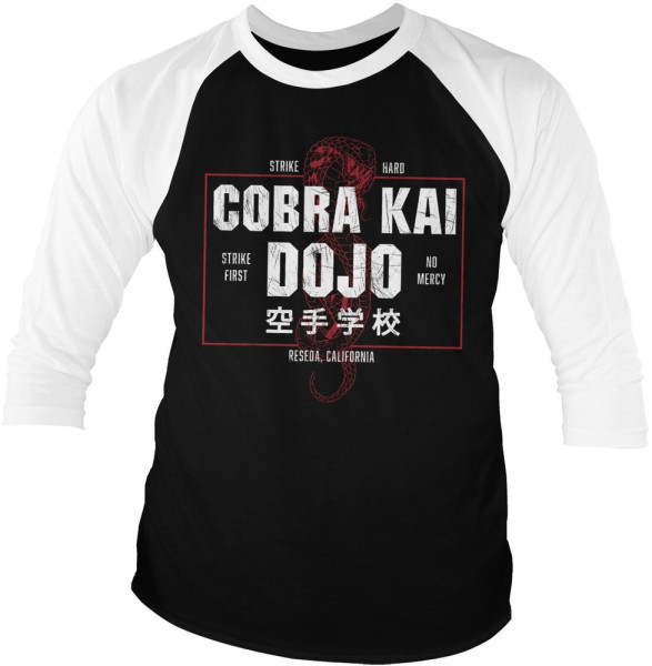 Cobra Kai Dojo Baseball 3/4 Sleeve Tee Longsleeve White-Black