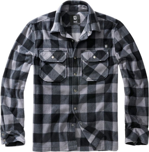 Brandit Herren Hemd Jeff Fleece Shirt Long Sleeve Black/Grey