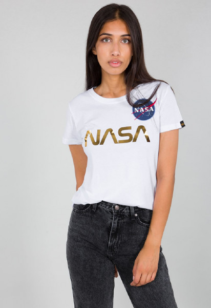 Alpha Industries Damen T-Shirt NASA PM T Women White/Gold