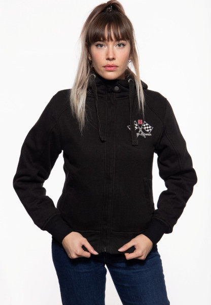 Queen Kerosin Damen Speedway Garage Sweatjacke mit Kapuze Schwarz