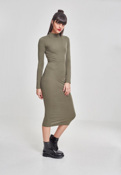 Urban Classics Kleid Ladies Turtleneck L/S Dress Olive