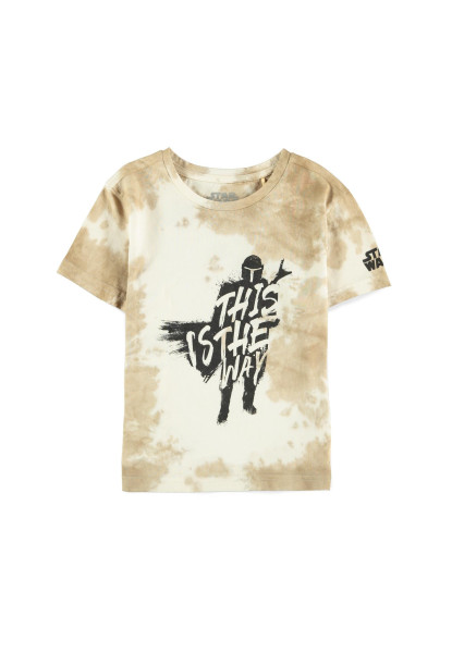 The Mandalorian - Tie Dye Short Sleeved Boys T-Shirt Beige