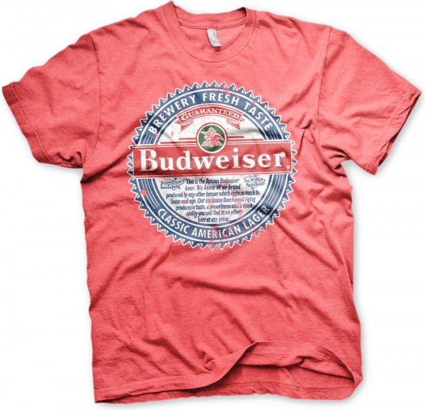 Budweiser American Lager T-Shirt Red-Heather