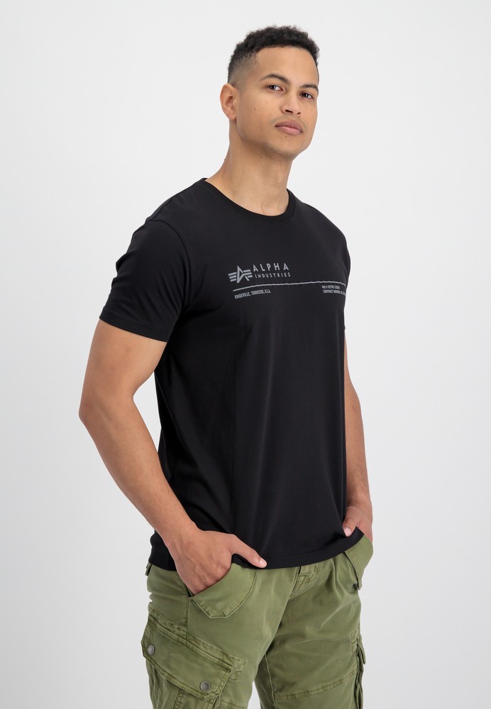 Black | Men Reflective T-Shirt / | Tops Industries | Lifestyle AI T-Shirts T Alpha