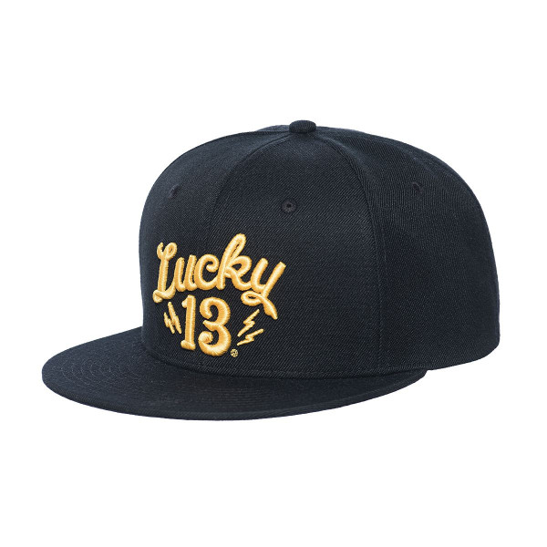 Lucky 13 Cap Shocker Snapback with Yellow Logo Black
