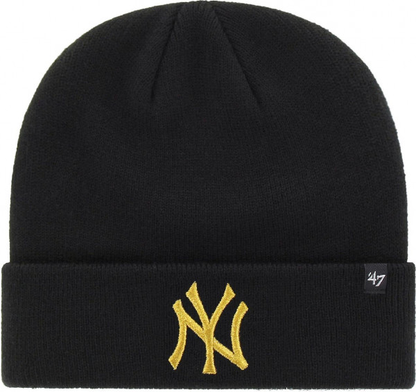 New York Yankees Beanie Black Metallic Cuff Knit Baseball MLB Black