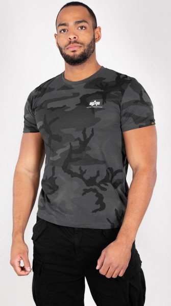 Alpha Industries T-Shirt Basic Small Logo Black Camouflage